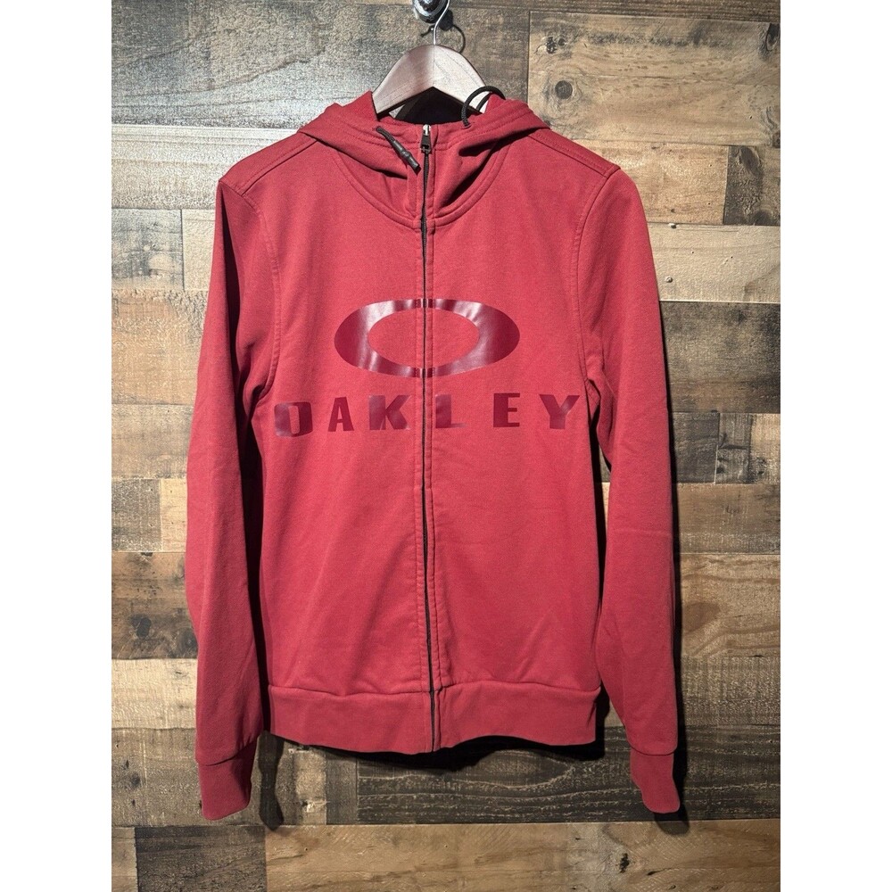 🔥RARE- Oakley Bark Full Zip Hoodie Mens M Sweatshirt Jacket Gorpcore Burgundy